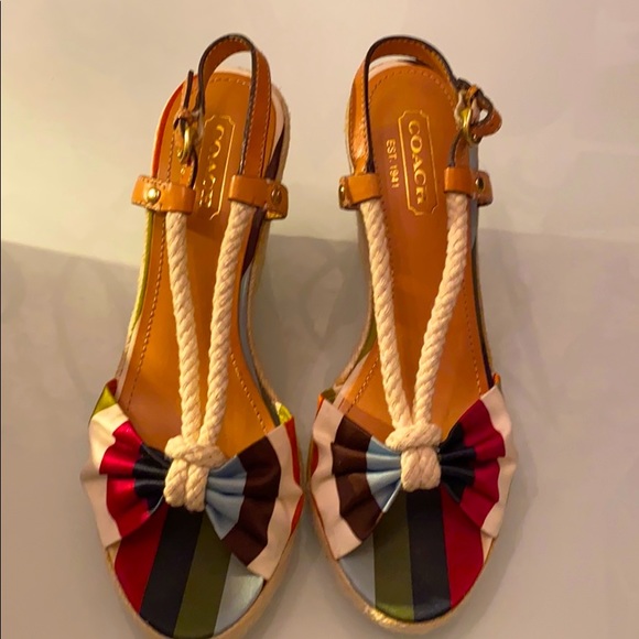 Coach Catolina Stripe/V Wedges 8m - Picture 1 of 5